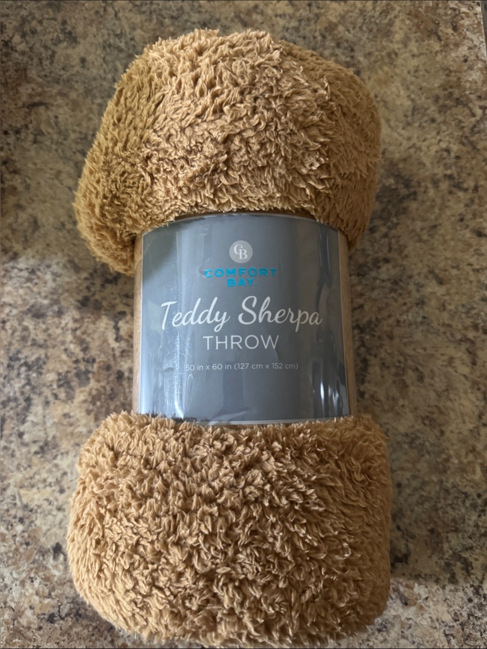 Comfort Bay Teddy Sherpa Throw - Camel Tan - Picture 2 of 4